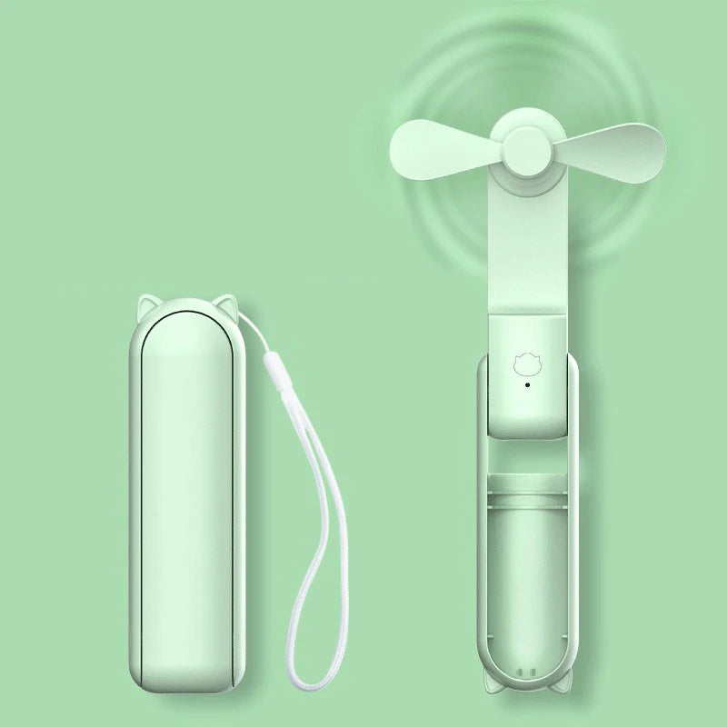 Portable Mini Fan, USB Rechargeable, 3-Speed Adjustable, Foldable Handheld Fan, Suitable for Women, Travel, Outdoor Use