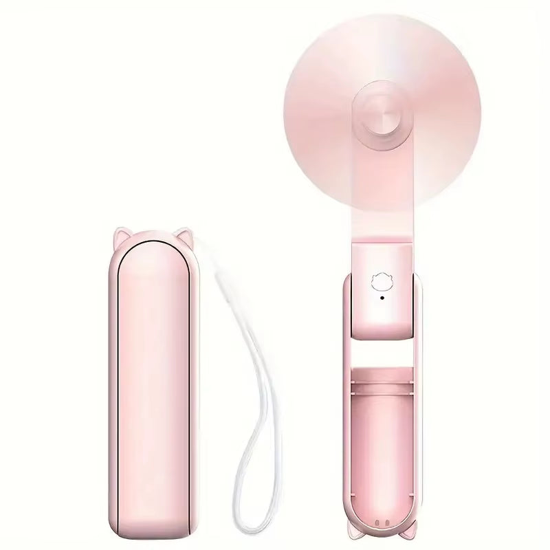 Portable Mini Fan, USB Rechargeable, 3-Speed Adjustable, Foldable Handheld Fan, Suitable for Women, Travel, Outdoor Use