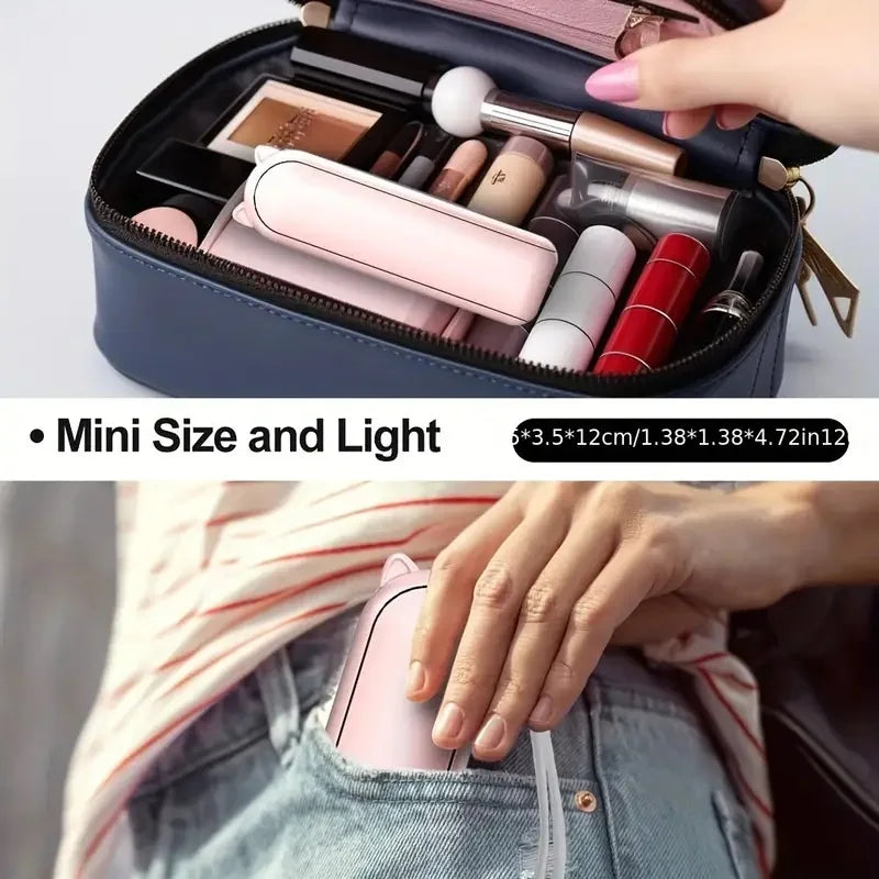 Portable Mini Fan, USB Rechargeable, 3-Speed Adjustable, Foldable Handheld Fan, Suitable for Women, Travel, Outdoor Use